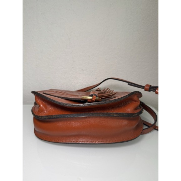 Patricia Nash Brinlee Leather Saddle Crossbody Bag Tassel Brown Cinnamon Tooled - Picture 6 of 16